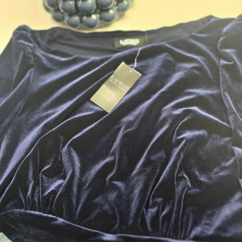Ralph Lauren Navy Blue Velvet Dress. NWT! - Picture 10 of 12